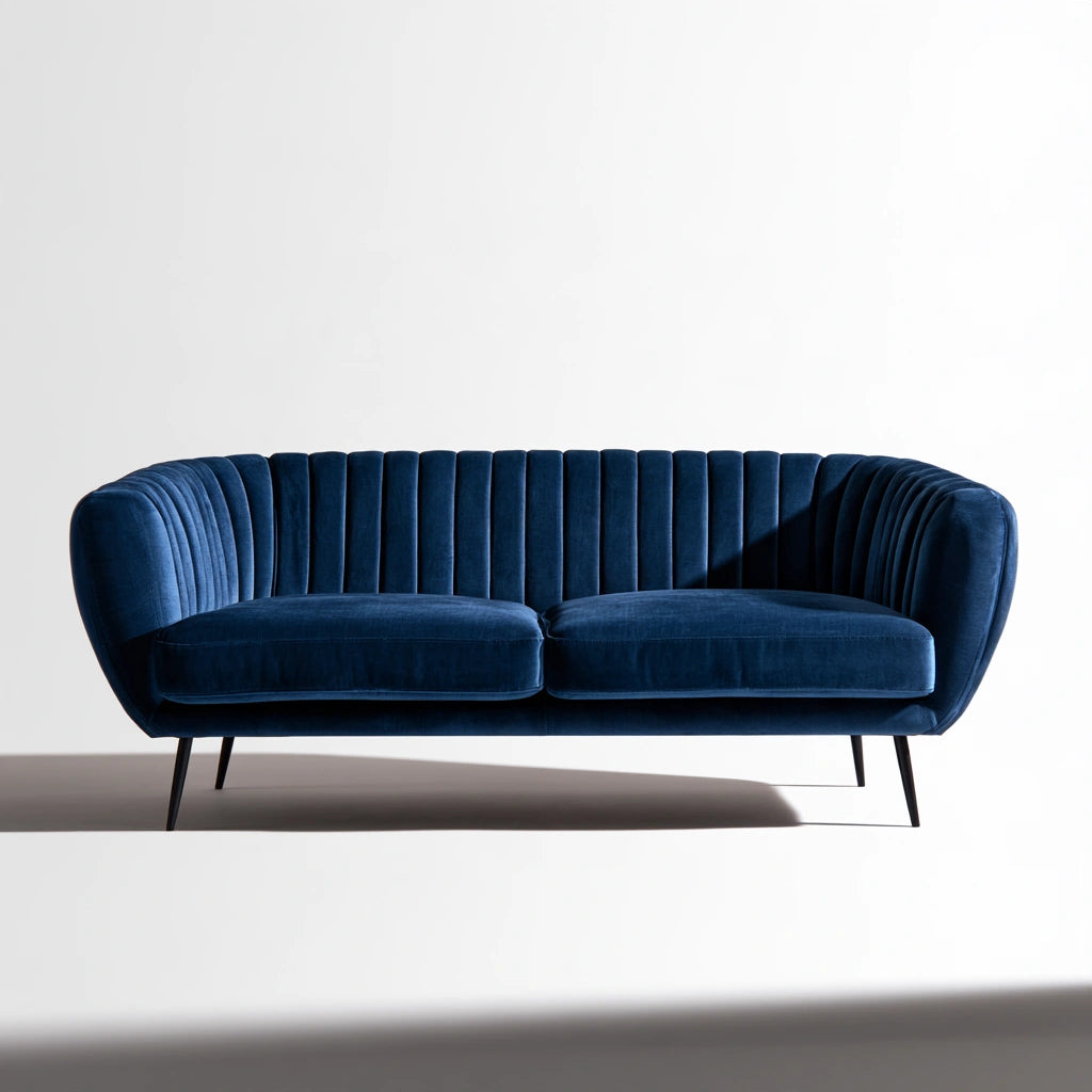 Sofa dwuosobowa, z aksamitu, kolor: niebieski