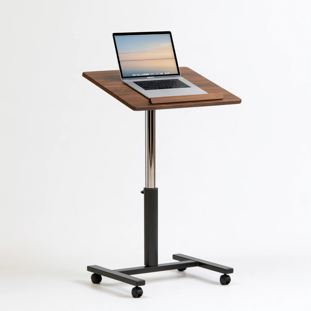 Mobilny stolik pod laptop, o nowoczesnej formie, kółka transportowe, kolor: biały