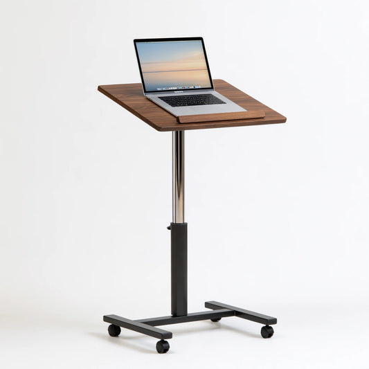 Mobilny stolik pod laptop, o nowoczesnej formie, kółka transportowe, kolor: biały
