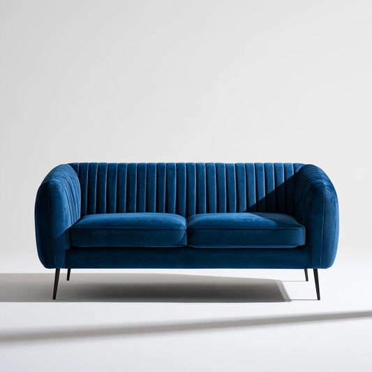 Sofa dwuosobowa, z aksamitu, kolor: niebieski