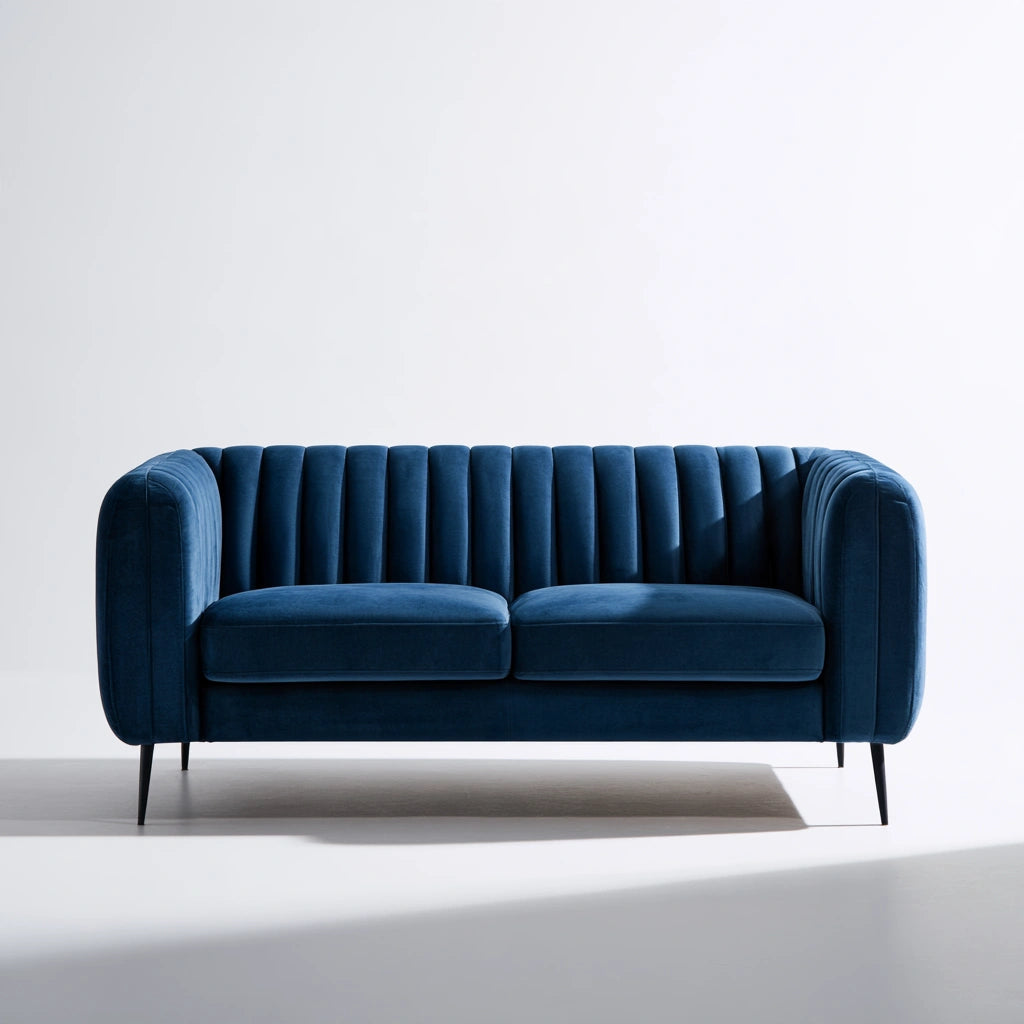 Sofa dwuosobowa, z aksamitu, kolor: niebieski