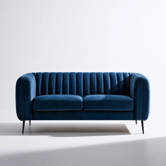 Sofa dwuosobowa, z aksamitu, kolor: niebieski